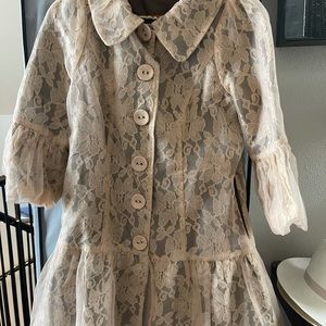 Champagne colored lace coat